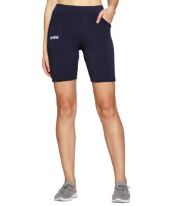 solid women Navy blue gym shorts