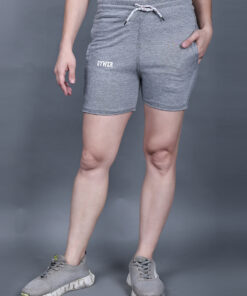 solid women Silver gym shorts